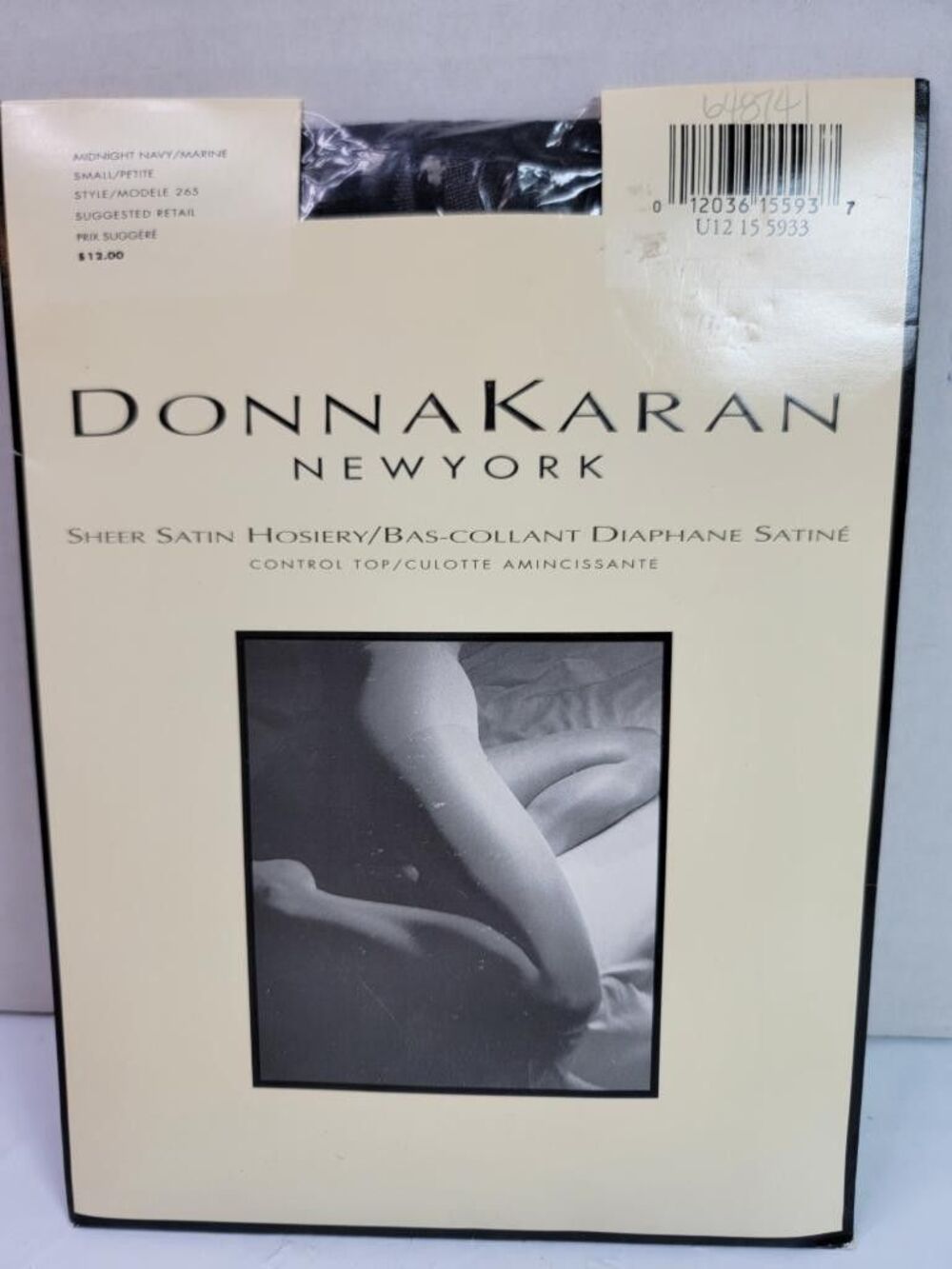 Donna Karan New York Sheer Satin Hosiery Midnight Navy Small Petite Control Top
